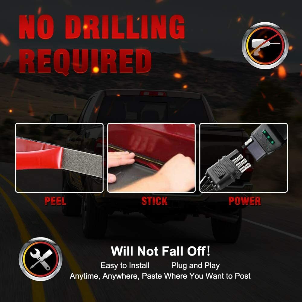 60″ 3 Row 432 LED Strip Tailgate Light Bar Truck Reverse Brake Signals Tail Lamp