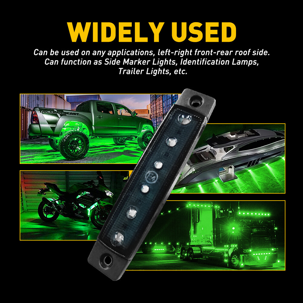 10pcs Truck Trailer Clearance Light Green LED Side Marker Lights 3.8″ Waterproof