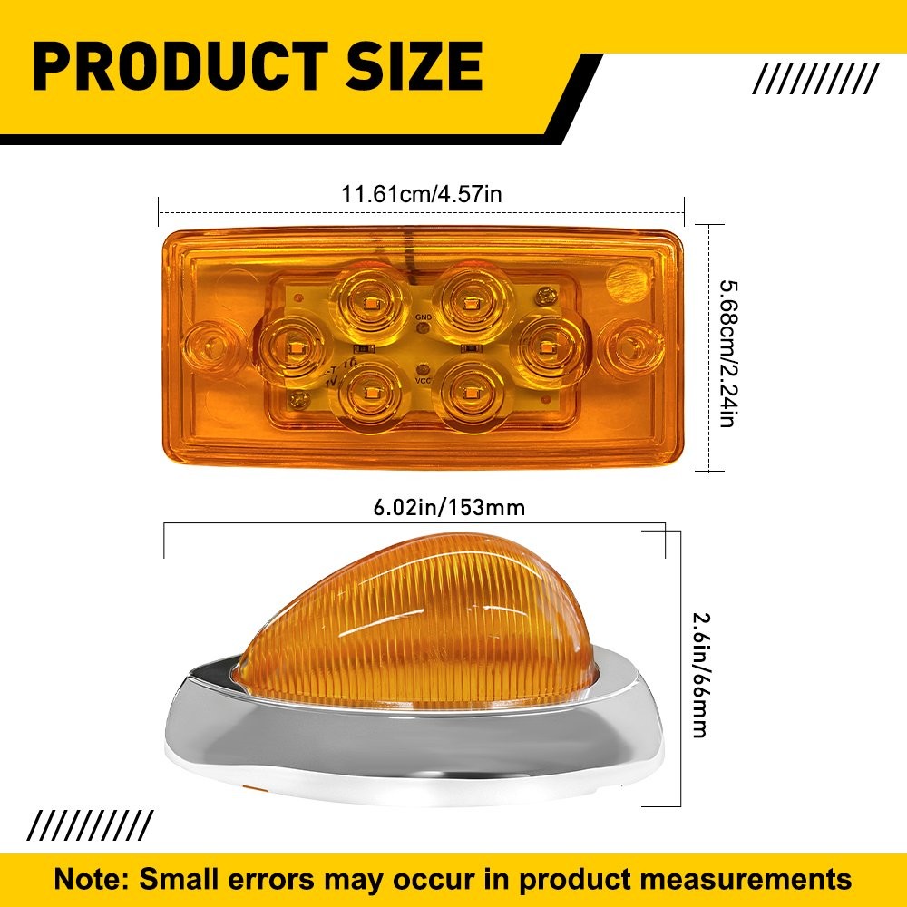 7-70x LED Cab Roof&Side Marker Amber Light Fit Freightliner Volvo Truck Trailer