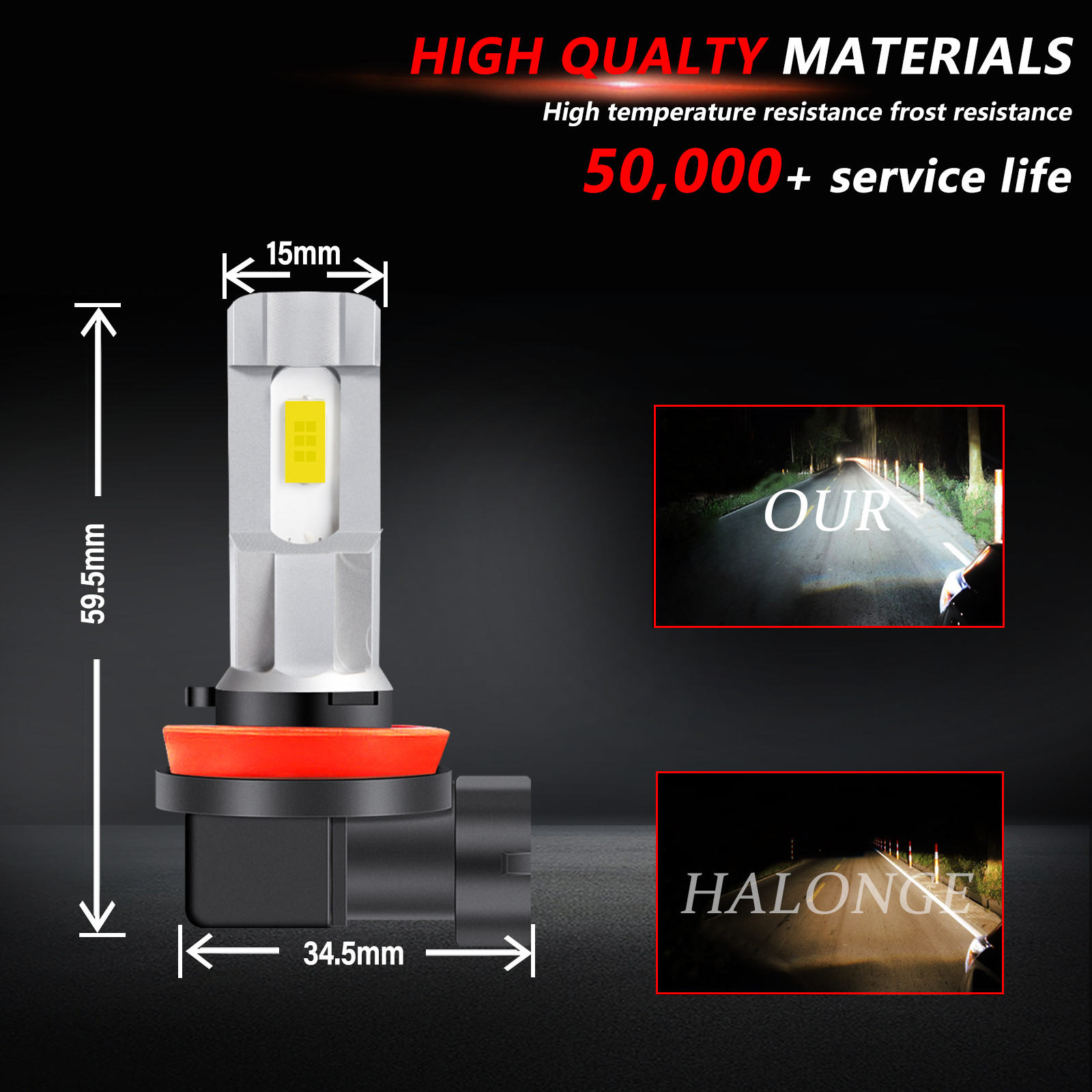 2x For Chevrolet Impala 2006-2013 LED H11 Headlight High Low Beam Bulbs Kit