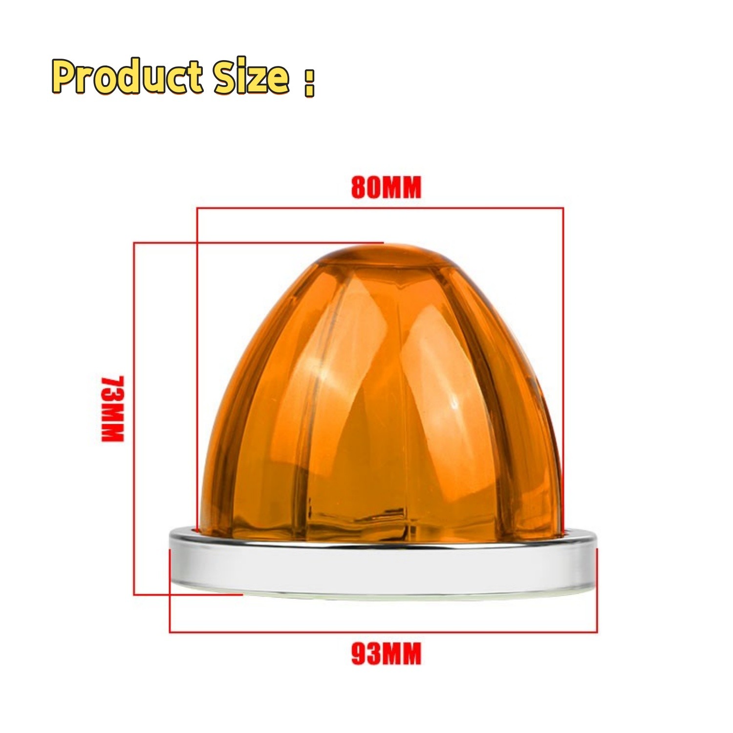 2X Amber LED Watermelon Lights Truck Trailer Side Marker Clearance Lamp Signal