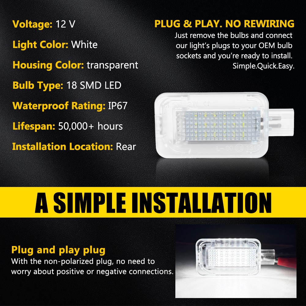 Bright White 18-SMD LED Trunk Cargo Area Light For 2007-20 Honda Fit/Jazz/Accord