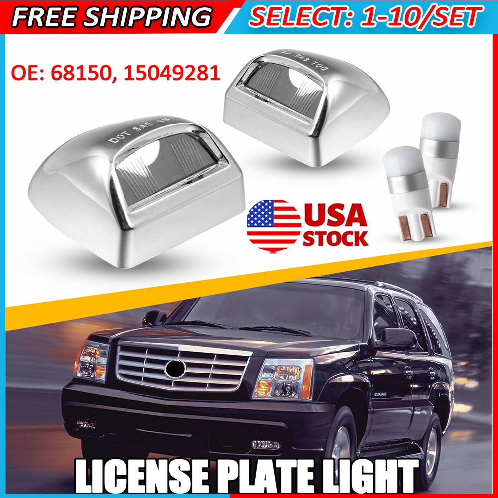 2-20x Fit Cadillac Escalade Chevy Suburban Rear License Plate Light Cover W/Bulb