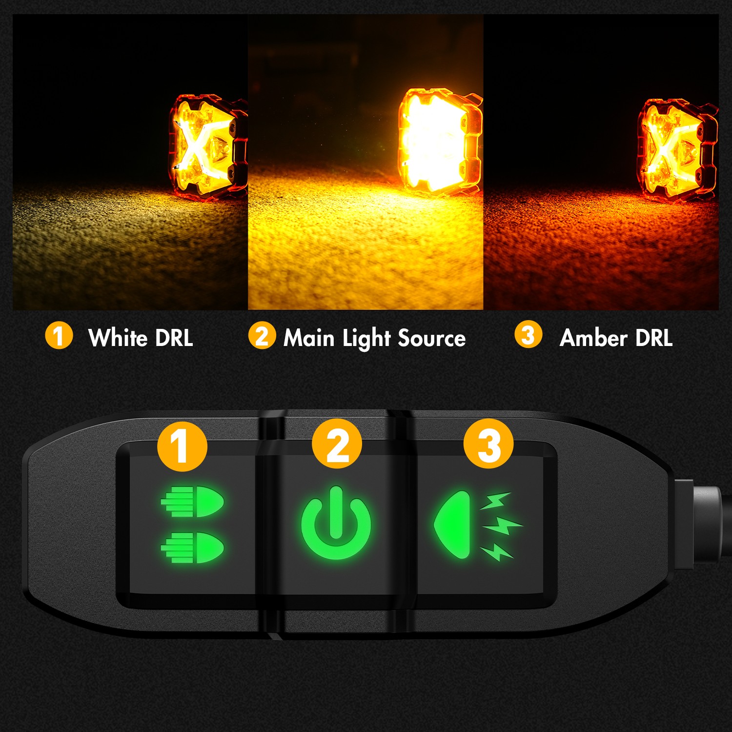 2x NOVSIGHT 4 Inch LED Pods X Series Work Off Road Driving Light with Yellow DRL