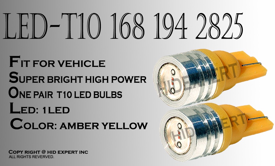 x4 pc T10 168 194 2825 LED High Power Yellow Front Side Marker light bulbs T211