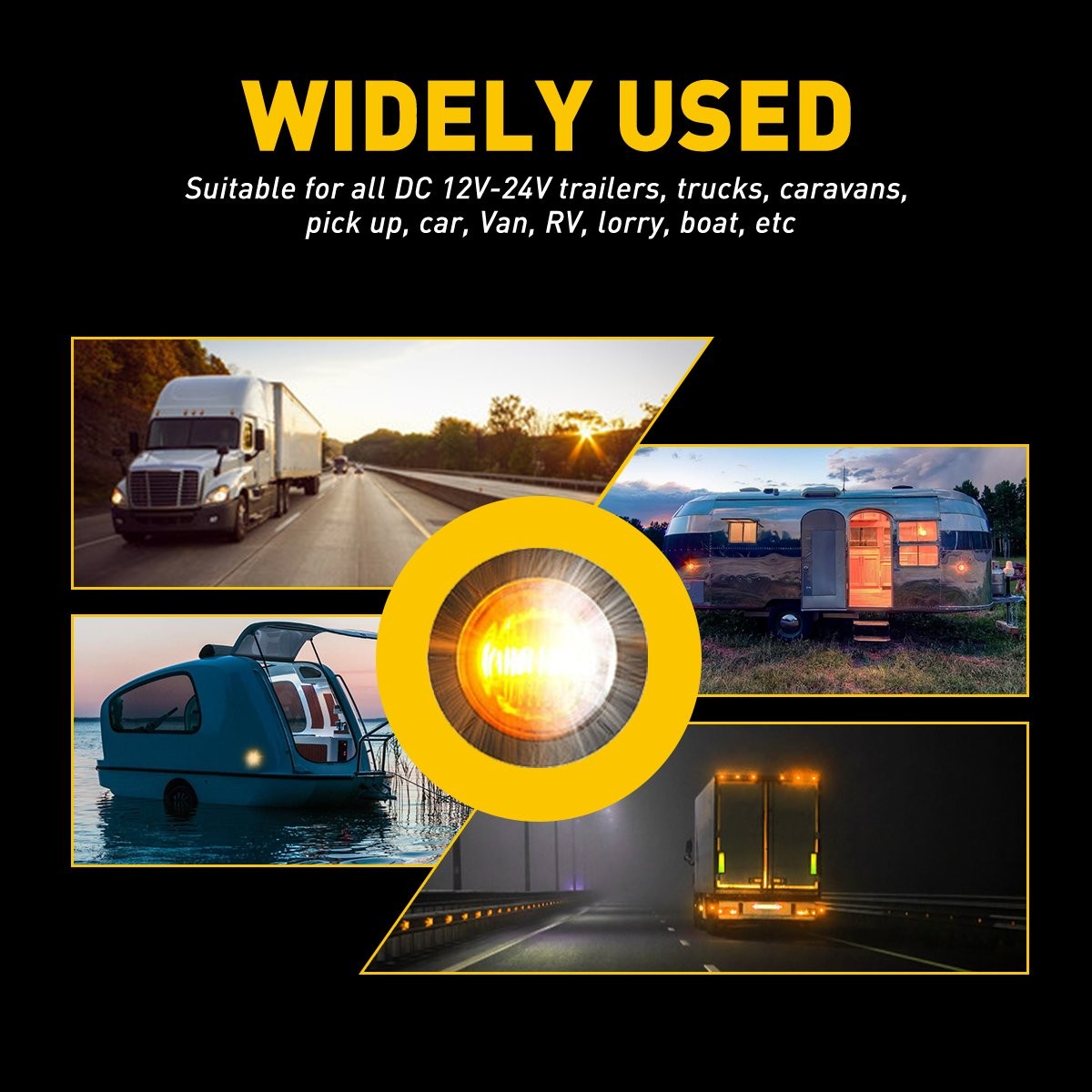 20x 12V Amber White Side LED Marker Lights Truck Trailer Round Bullet Dual Color