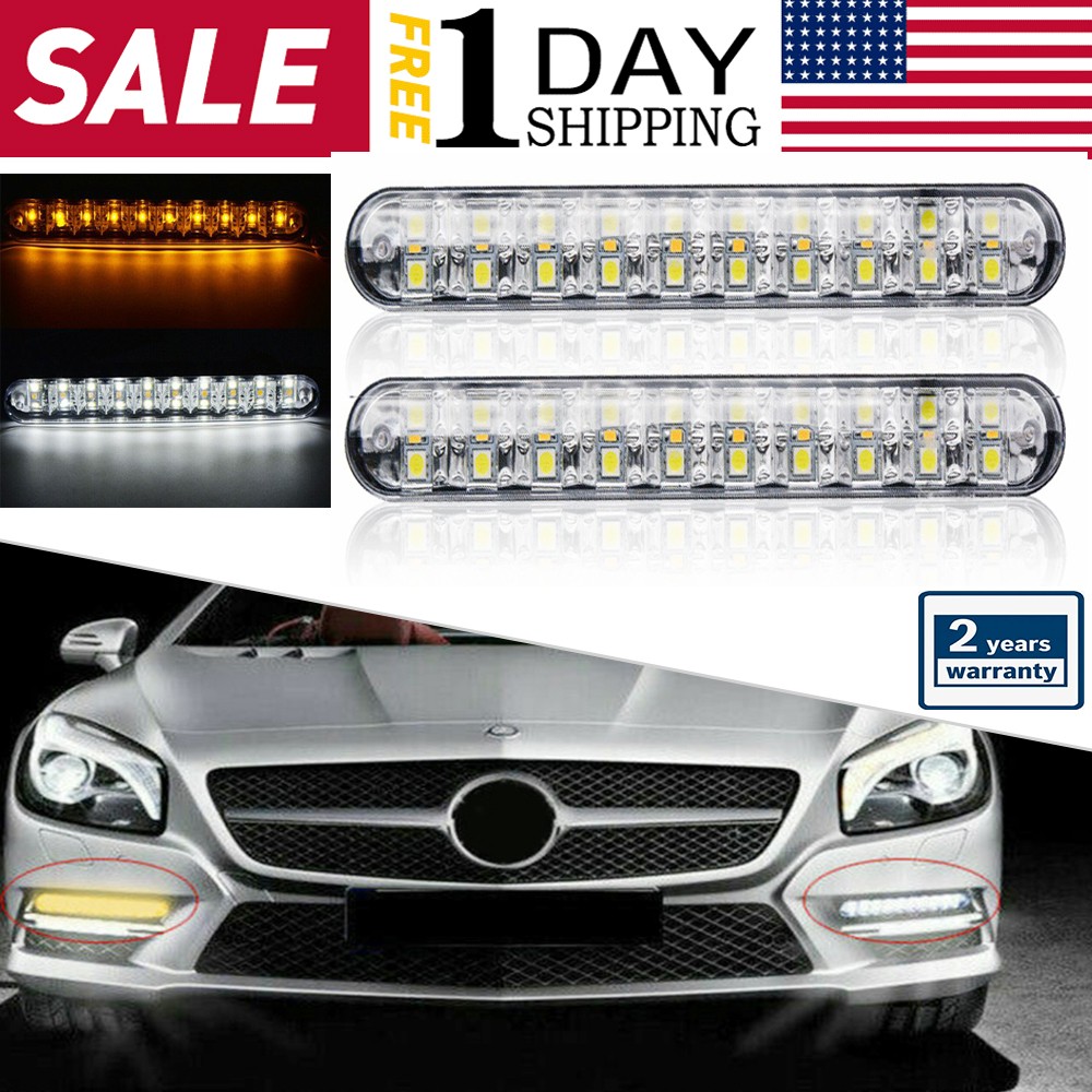 2Pcs 30 LED Daytime Running Driving Light DRL Front Grille Fog Turn Signal Lamps