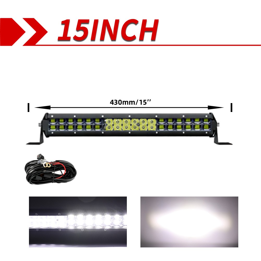 15″20″24″28″32″42″48″ LED Light Bar Spot Flood Combo Projector Offroad 4WD+Wire