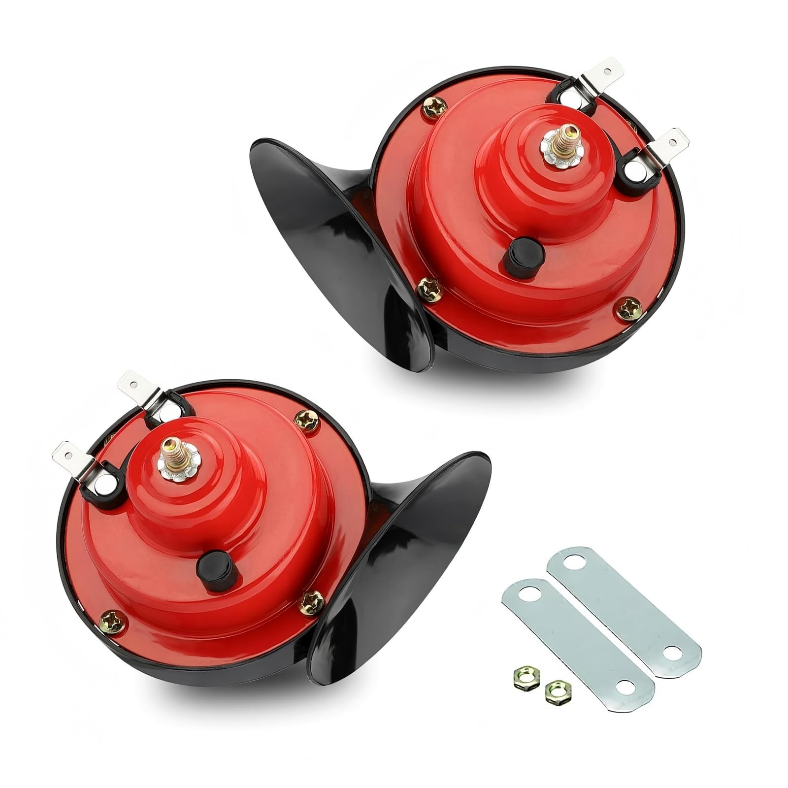 2 PCS 300DB Loud Train Horn 12V Waterproof Air Electric Snail Upgrade Red