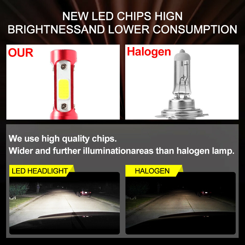 4-Side H4 9003 LED Headlight High Lo Beam Conversion Kit 32000LM 6000K HID White