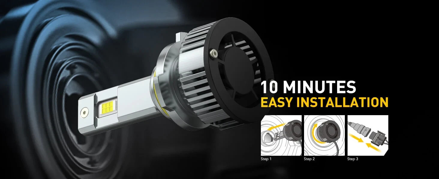 H4 120W Y19 Auxito Premium Super Bright LED Headlight Bulbs 12-24V (1 Pack)