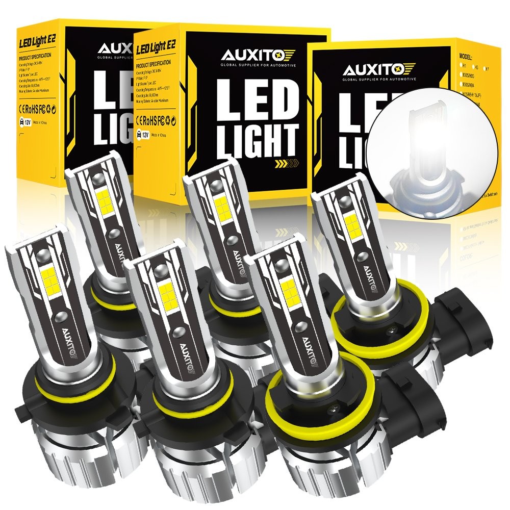 6/12/18X 9005 9006 H11 LED Headlight Combo Kit High Low White 90000LM CANbus