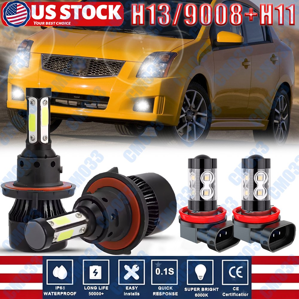 For Nissan Sentra Sedan 2.0L 2004-2012 Combo LED Headlight Fog Light Bulbs
