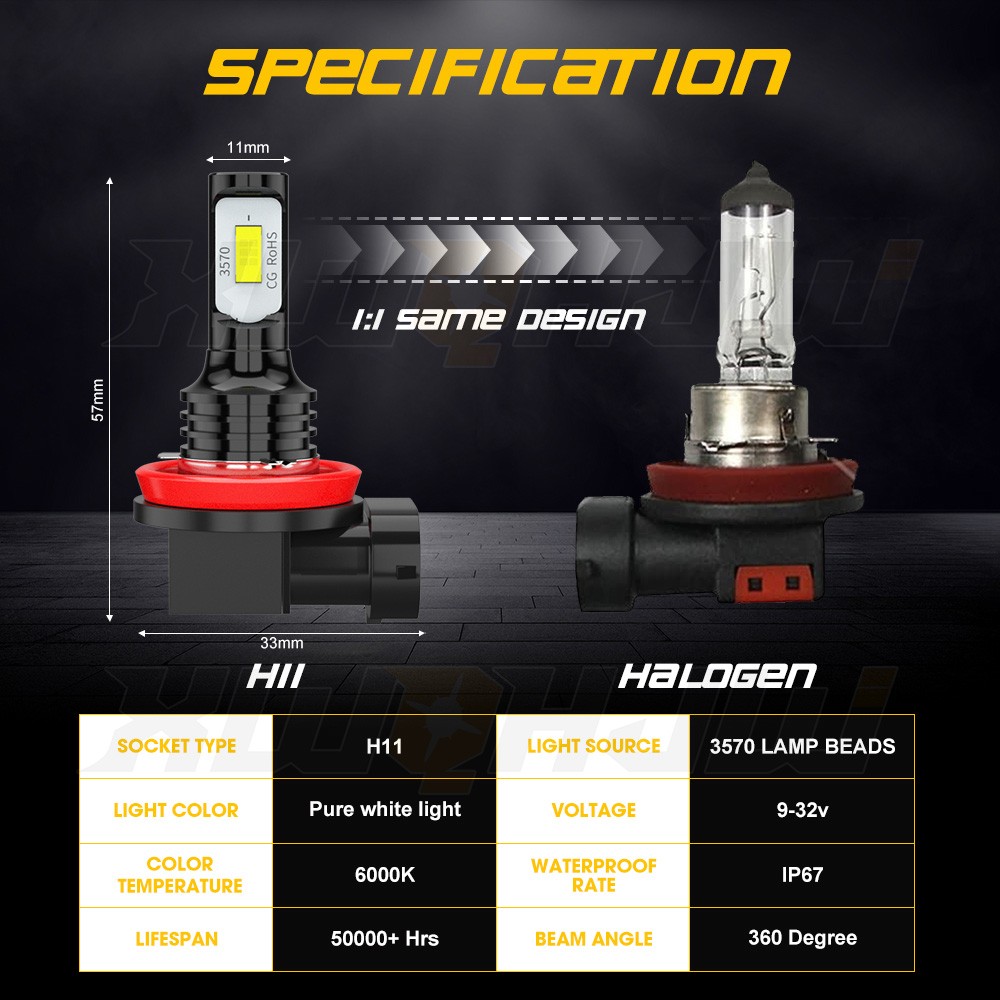 For Ford Transit 2021 LED Headlight + Fog Light Bulbs H11+H11+H11 Combo Bulbs