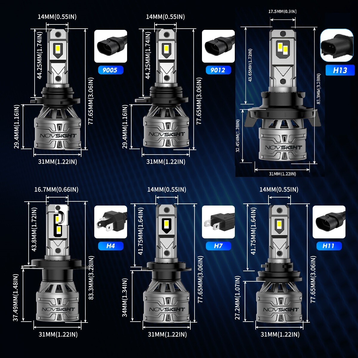 H4 H7 H11 H13 9012 9006 9005 LED Headlight Bulbs Kit High Low Beam 30000LM 6500K
