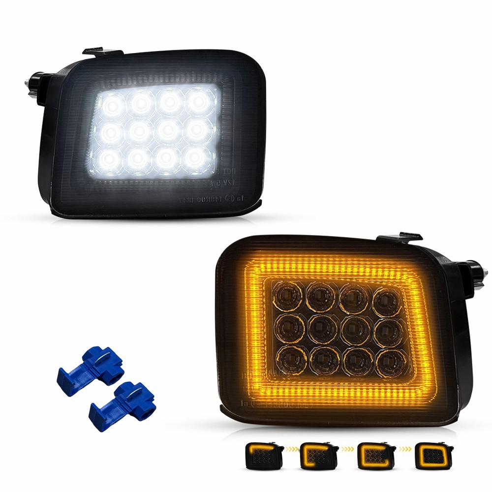 Solid White Sequential Amber LED DRL For Subaru WRX Premium 2015-21 Smoked/Clear