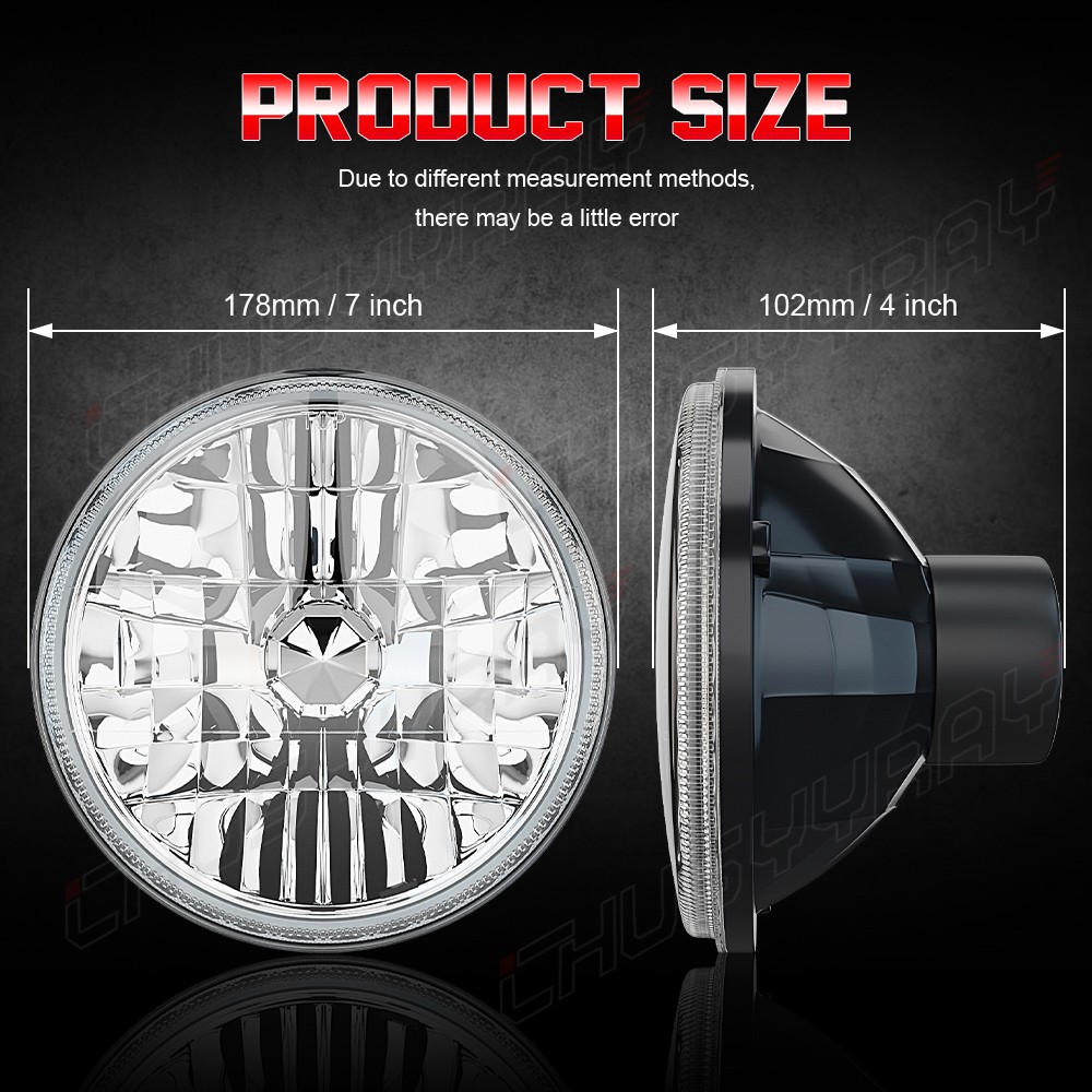 Newest Pair 7inch Led Round Headlight High-Low Beam for Peterbilt 379 359 Truck