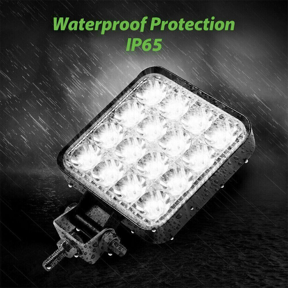2PCS 48W LED Work Light Truck OffRoad Tractor Lights Lamp 12V-24V Square