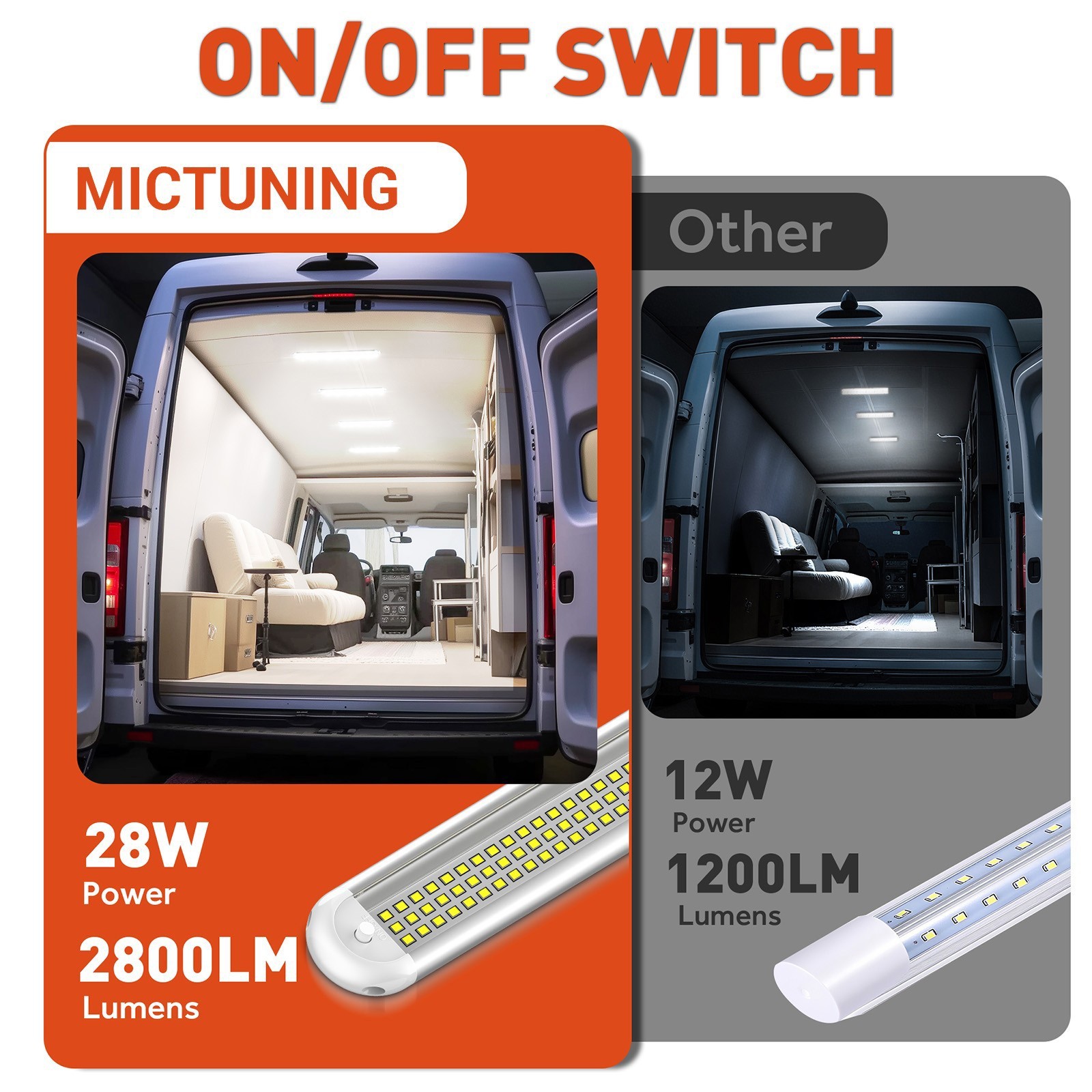 4pcs 12V LED Interior Light Bar 120LEDs 28W Led Strip Lights RV Camper Traileer