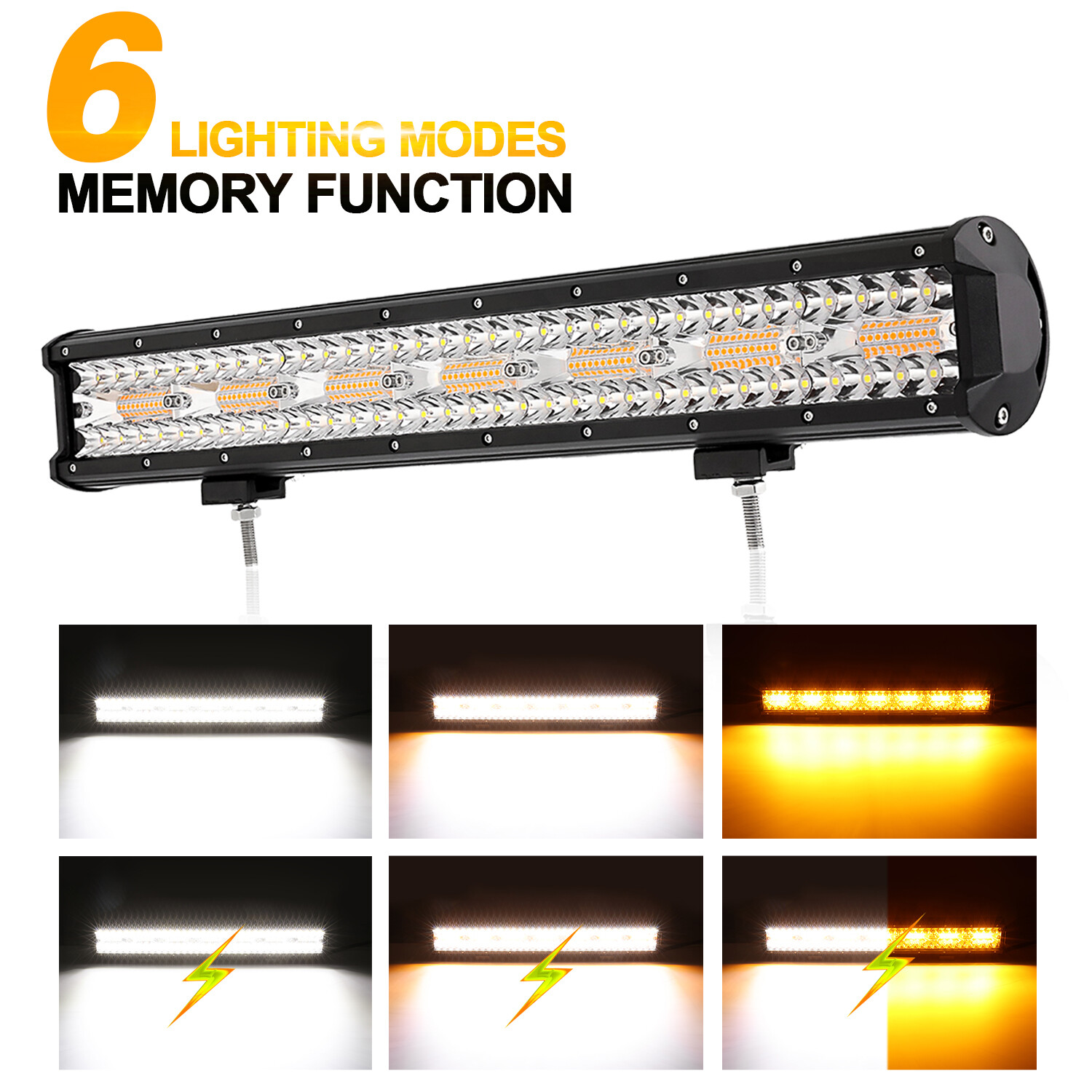 AUXBEAM 4″ 7″ 12″ 20″ 22″ 32″ 42″ 50″ 52″ LED Work Light Bar Amber Strobe Pods