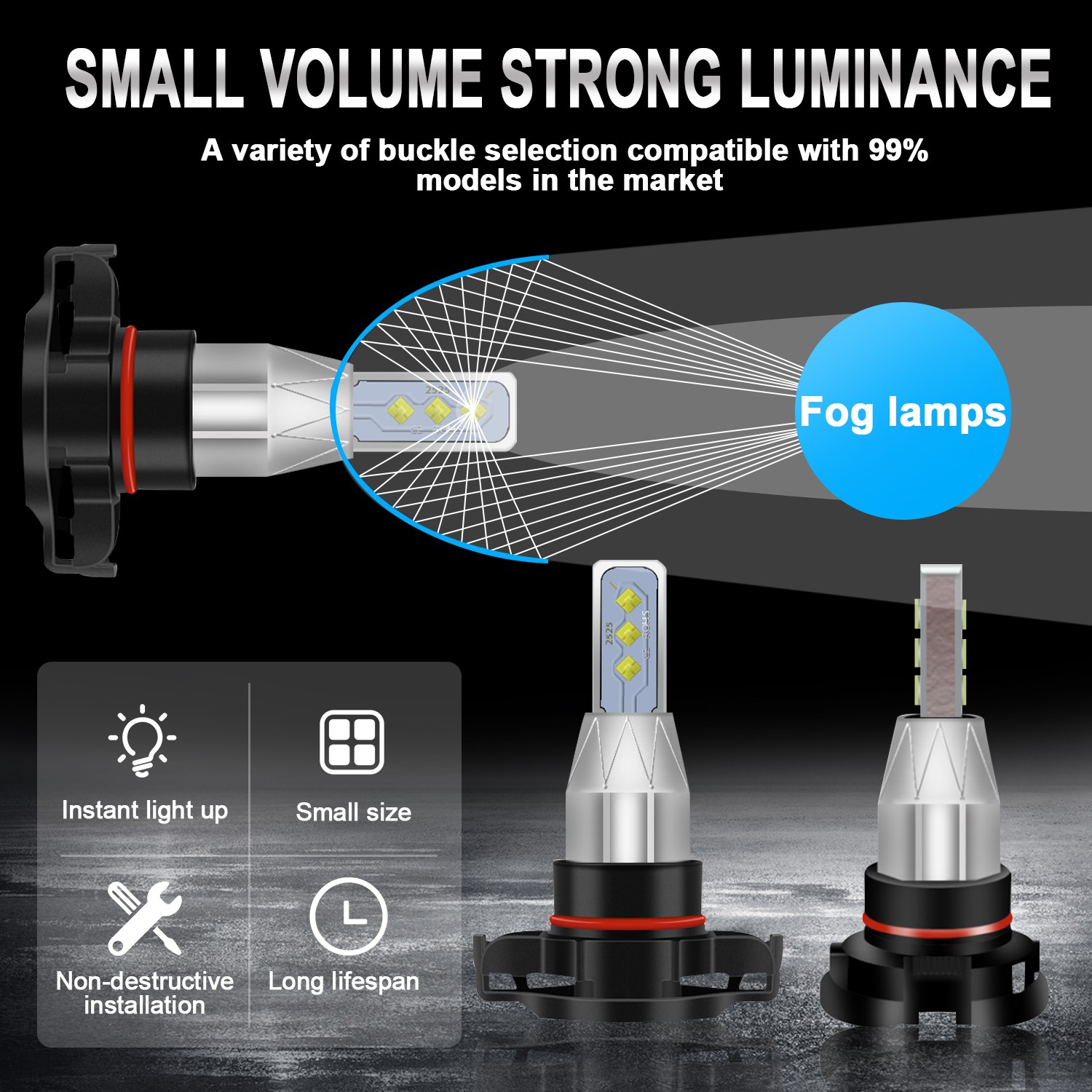 9012/HIR2 H16/5202 LED Headlight Fog Light Kit Bulbs White 6000K Plug&Play 4Pack
