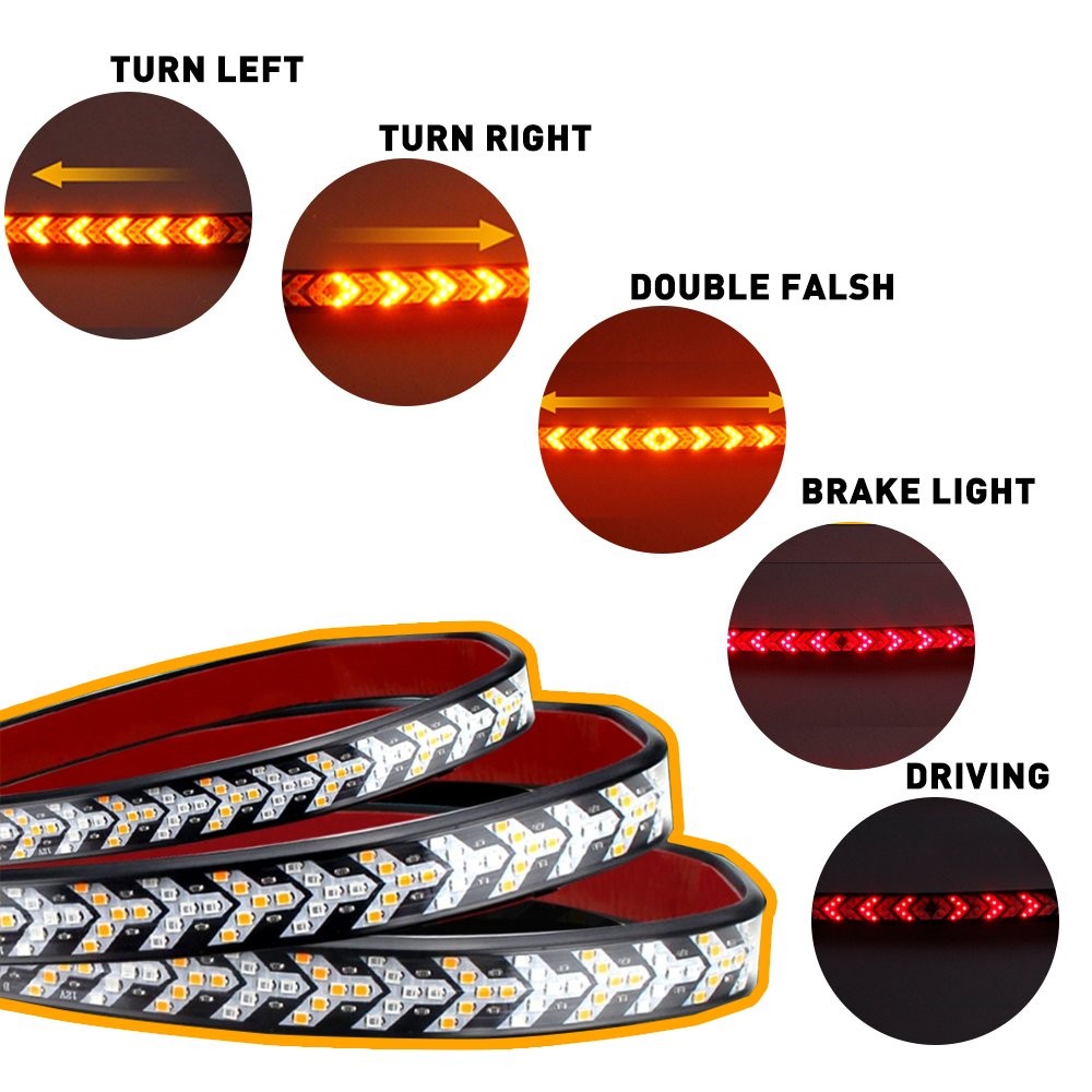 60″ Truck 3 Row LED Tailgate Light Bar Reverse Brake Turn Signal Stop Tail Strip