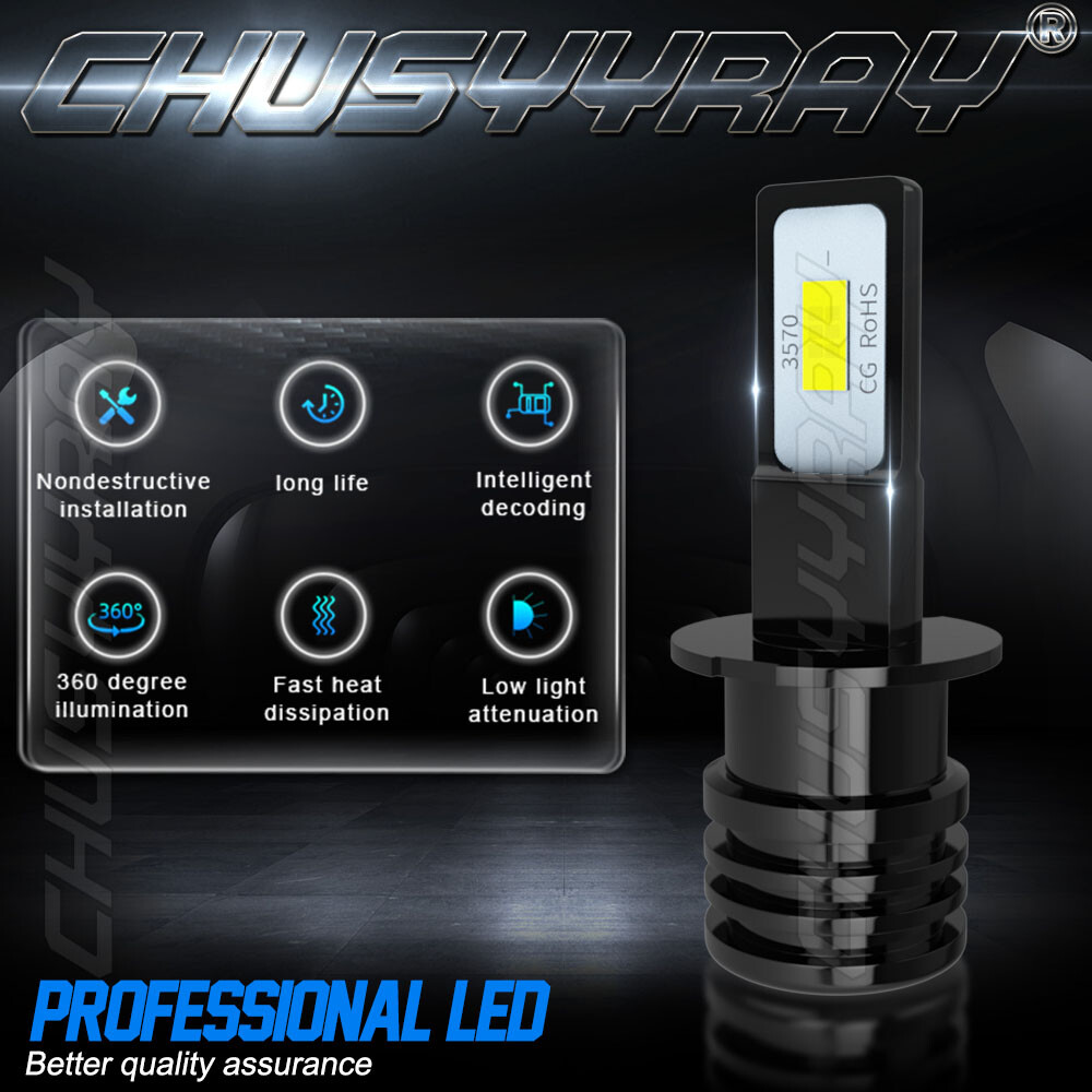 2X Upgrade H3 LED Headlight Fog Light Bulbs Kit Hi/Low Beam 100W 6000K 12V White