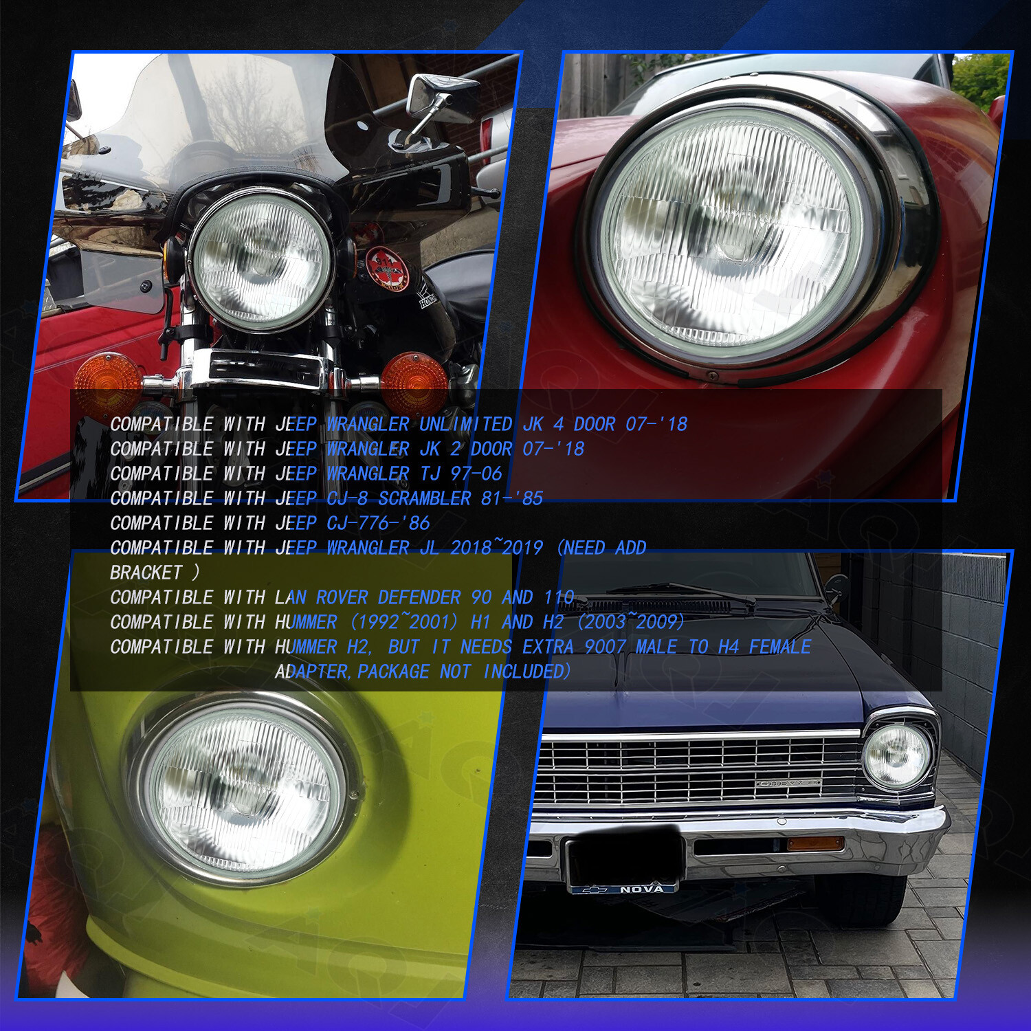 2Pc 7″ inch Round H4 LED Headlight Hi-Lo Beam For Peterbilt 379 359 Truck