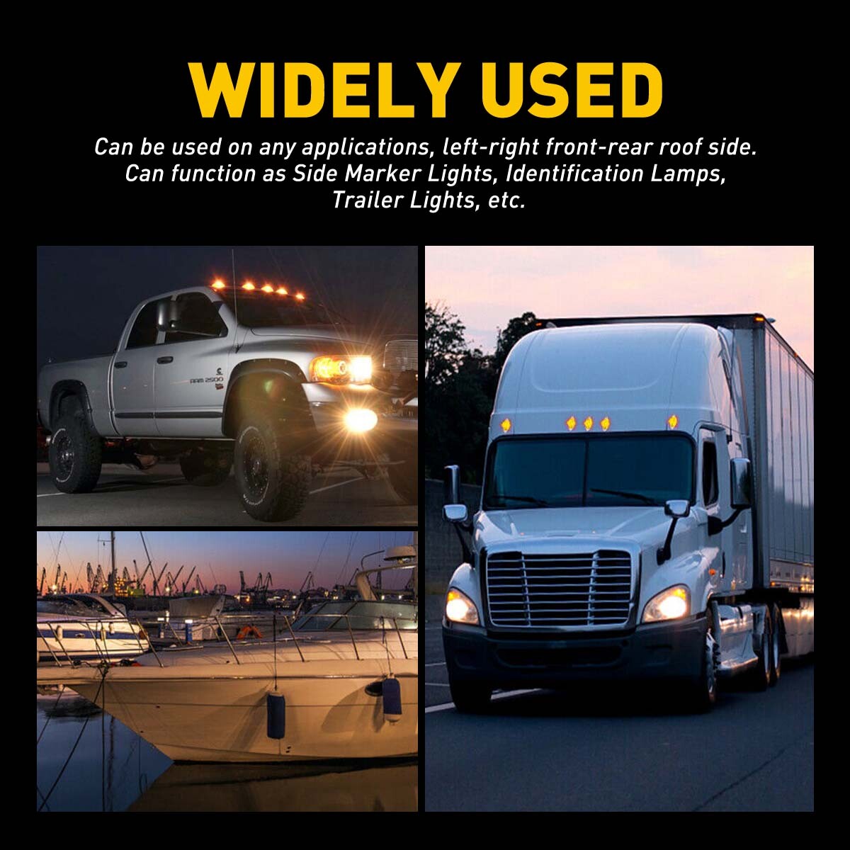 2x 6″Amber 21-LED Clearance Side Marker Lights Truck Trailer Turn Signal Light