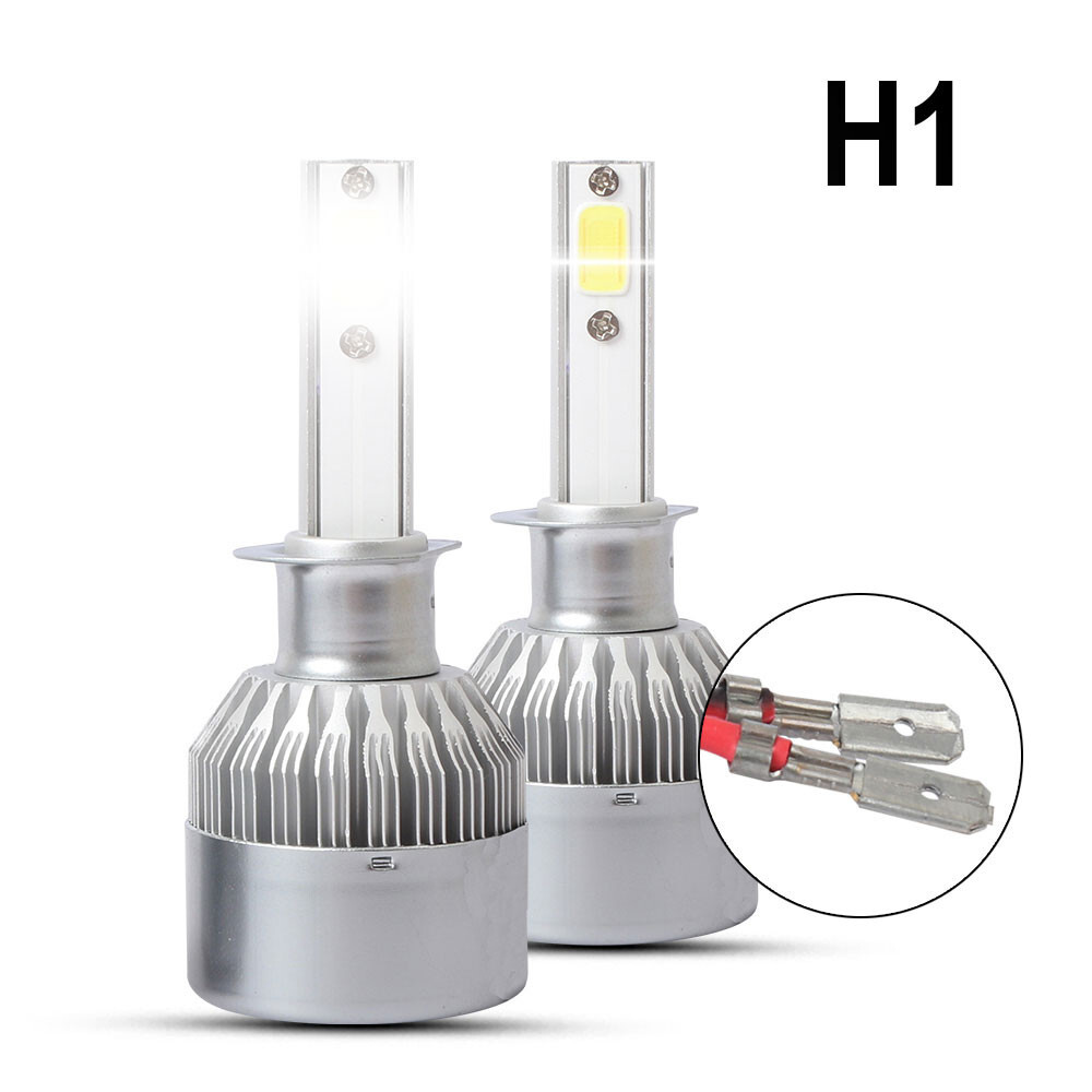 Pair H1 C6 LED Headlight FOG Lights Kit 6500K White High Low Beam Bulbs 720000LM