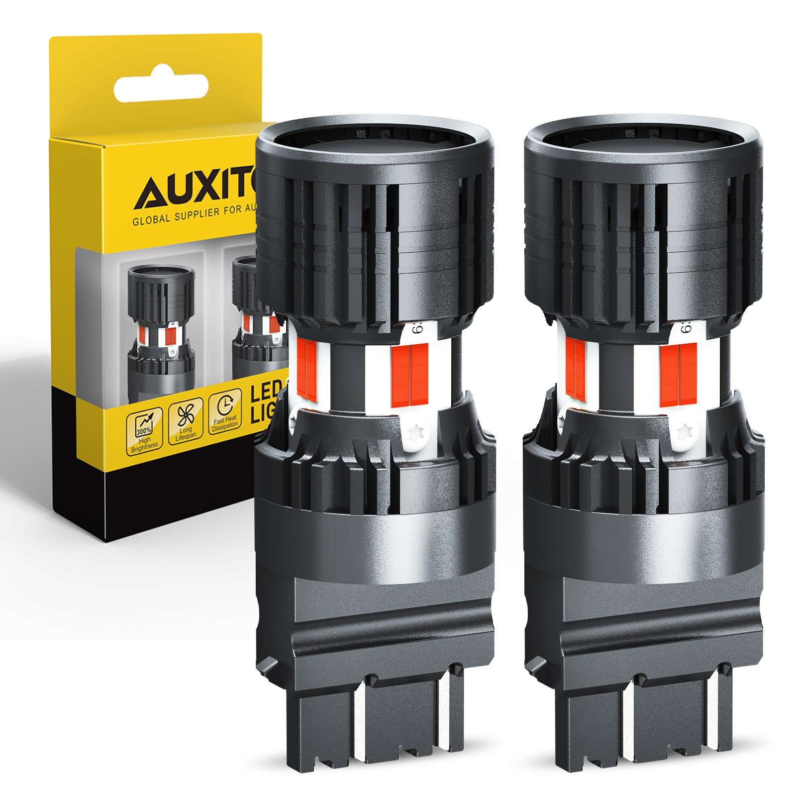 AUXITO CANBUS 3157 LED Bulbs Red with Built-in Resistor 3156 3056 3356 3456 4156