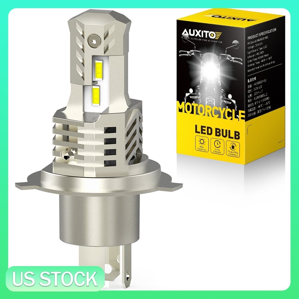 1 Pack H4/9003/HB2 Motorcycle LED Bulbs 300% Brighter 6000K White Canbus Ready
