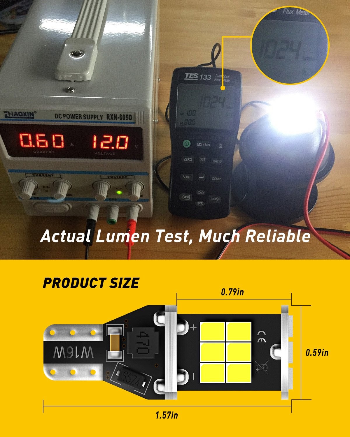 921 LED Reverse Back Up Light Bulb 912 W16W 904 906 T15 Super White 6000K 2400LM
