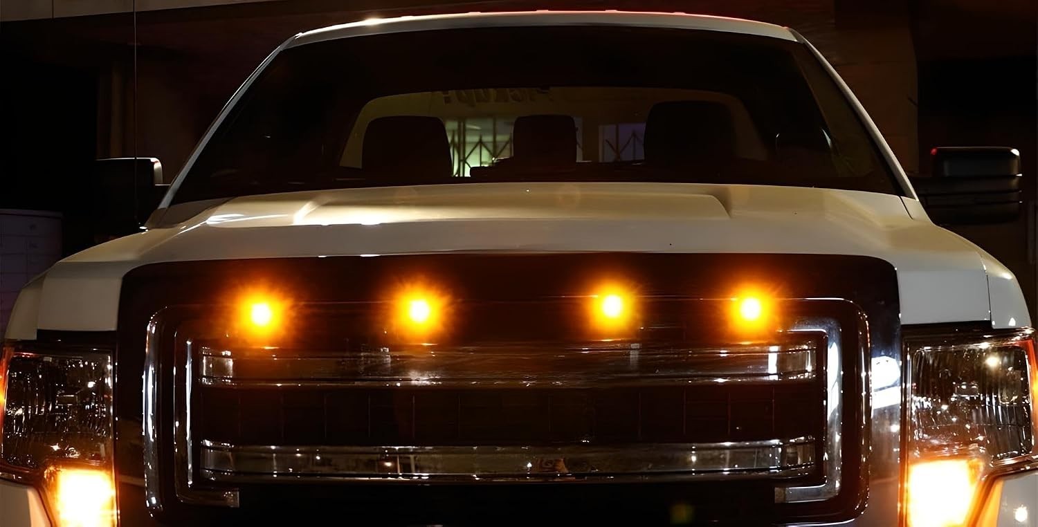 4pc Amber Yellow LED Grille Lighting Kit for Trucks & SUVs – Universal Fit