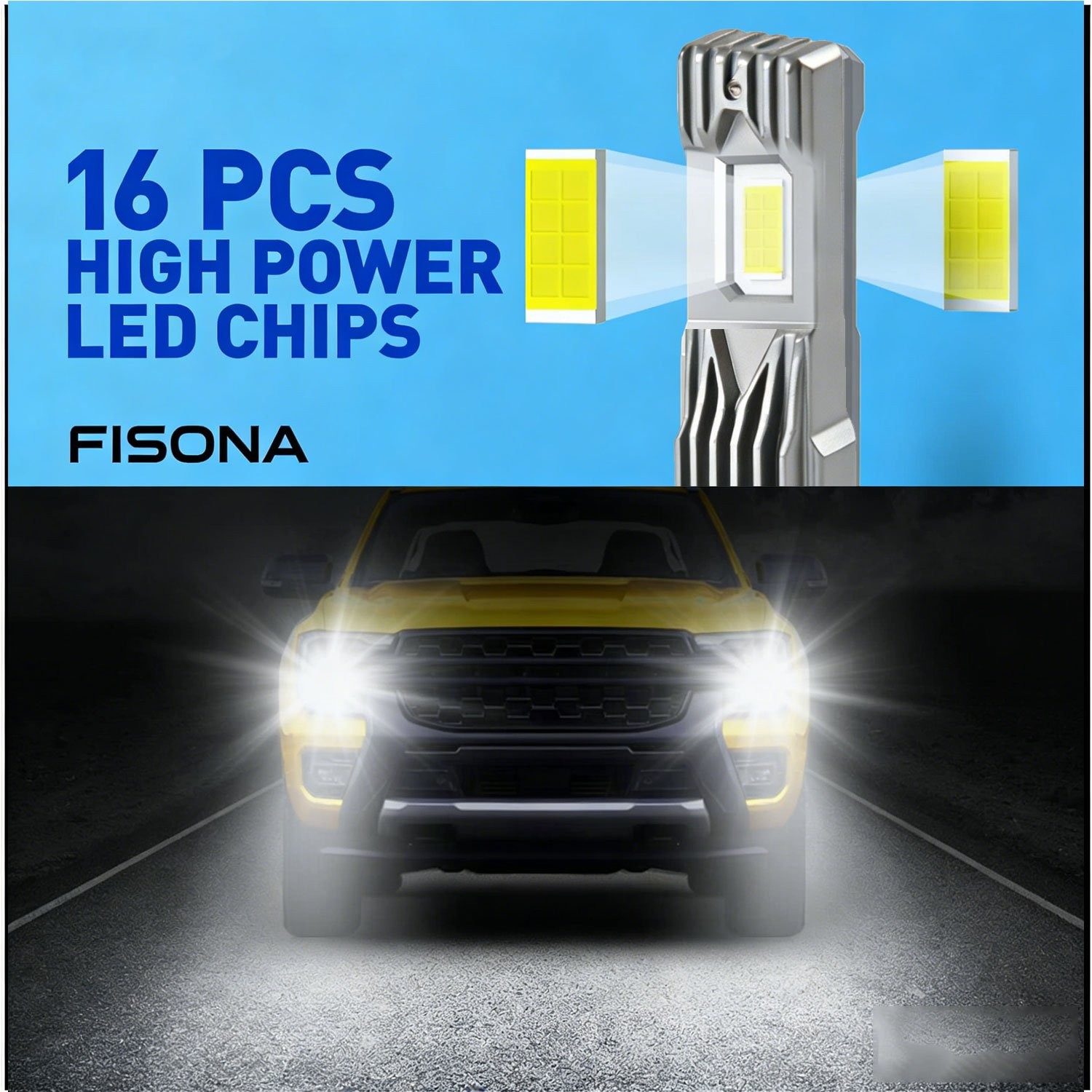 FISONA H11 LED Headlight Kit Low Beam Bulbs Super Bright 6500K White 80000LM