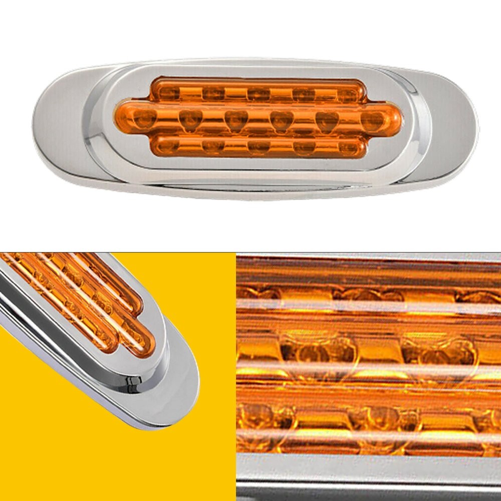 2pcs Amber 16-LED Side Marker Lights RV Truck Trailer Clearance Light Waterproof
