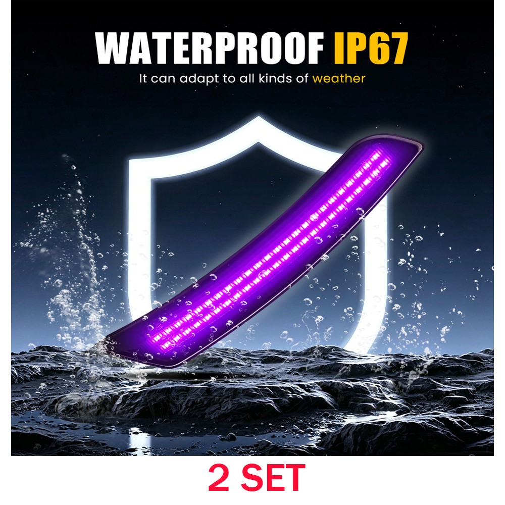 2 Row LED Purple Light Side Marker 8X Fits 2016-23 Camaro Smoked Lens Direct Fit