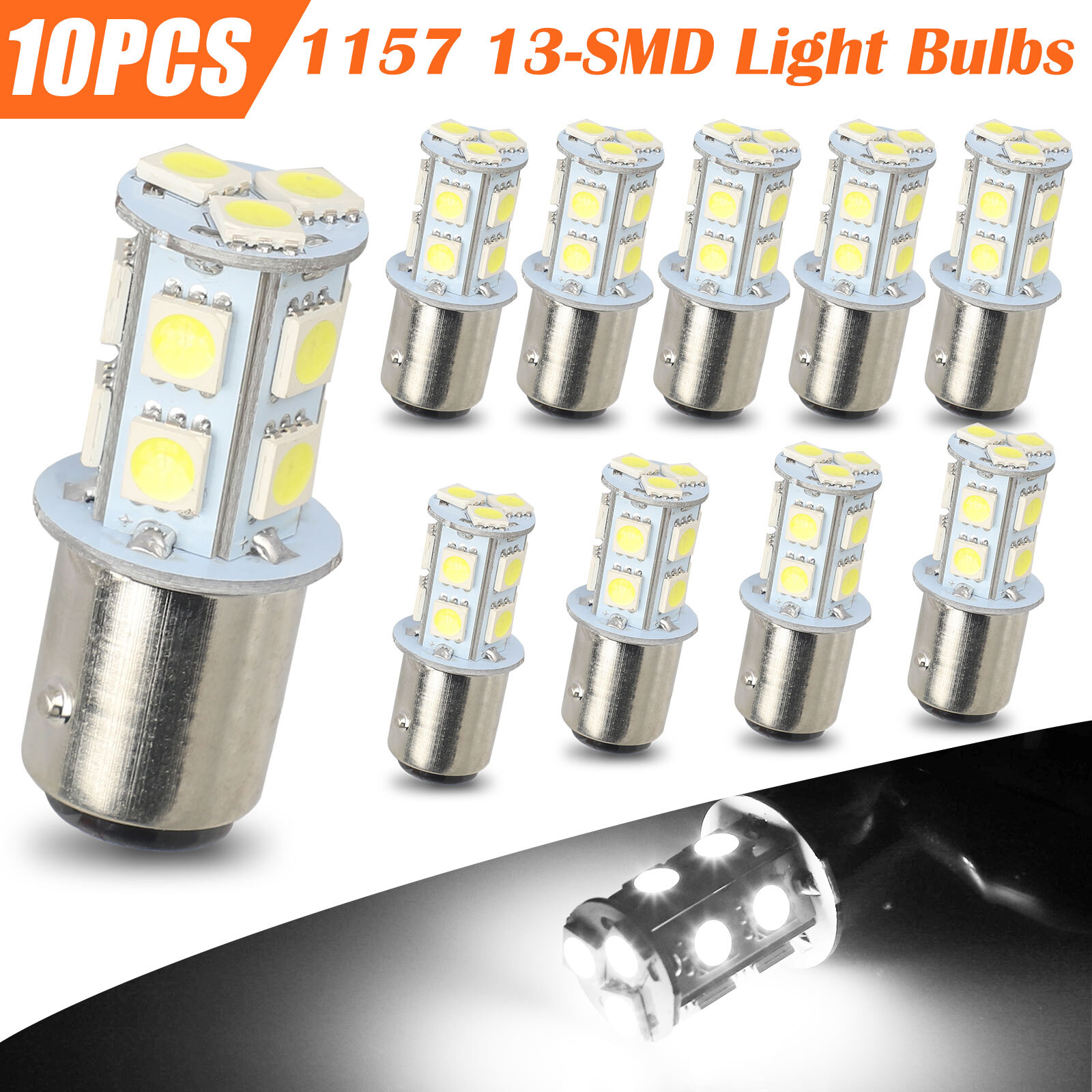 10x Super White 1157 BAY15D 13-SMD LED Tail Stop Brake Light Bulb 7528 12V 6000K