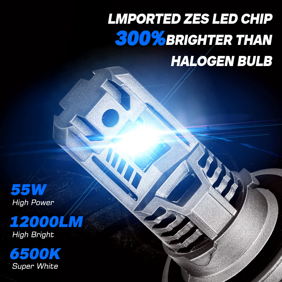 NOVSIGHT H13 LED Headlight Bulbs 12000LM High Low Beam Lamp 6500K High Bright
