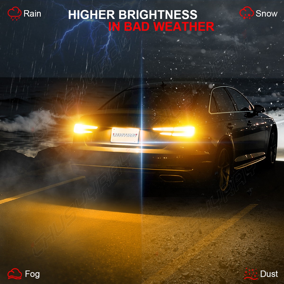 White/Amber High Power 16-SMD 7443 Switchback LED Bulbs FIT Turn Signal Lights