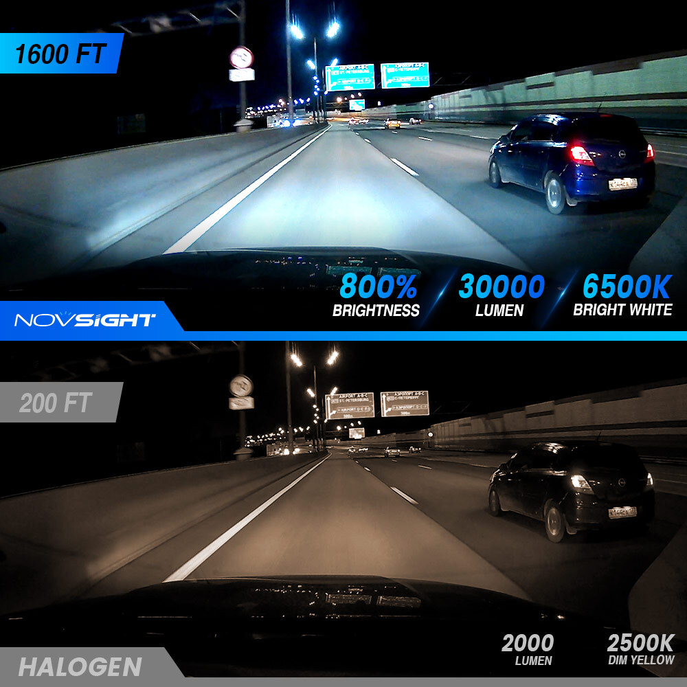 NOVSIGHT Pair 140W 32000LM H4 LED Headlight Bulbs Kit High Low Beam 6500k White