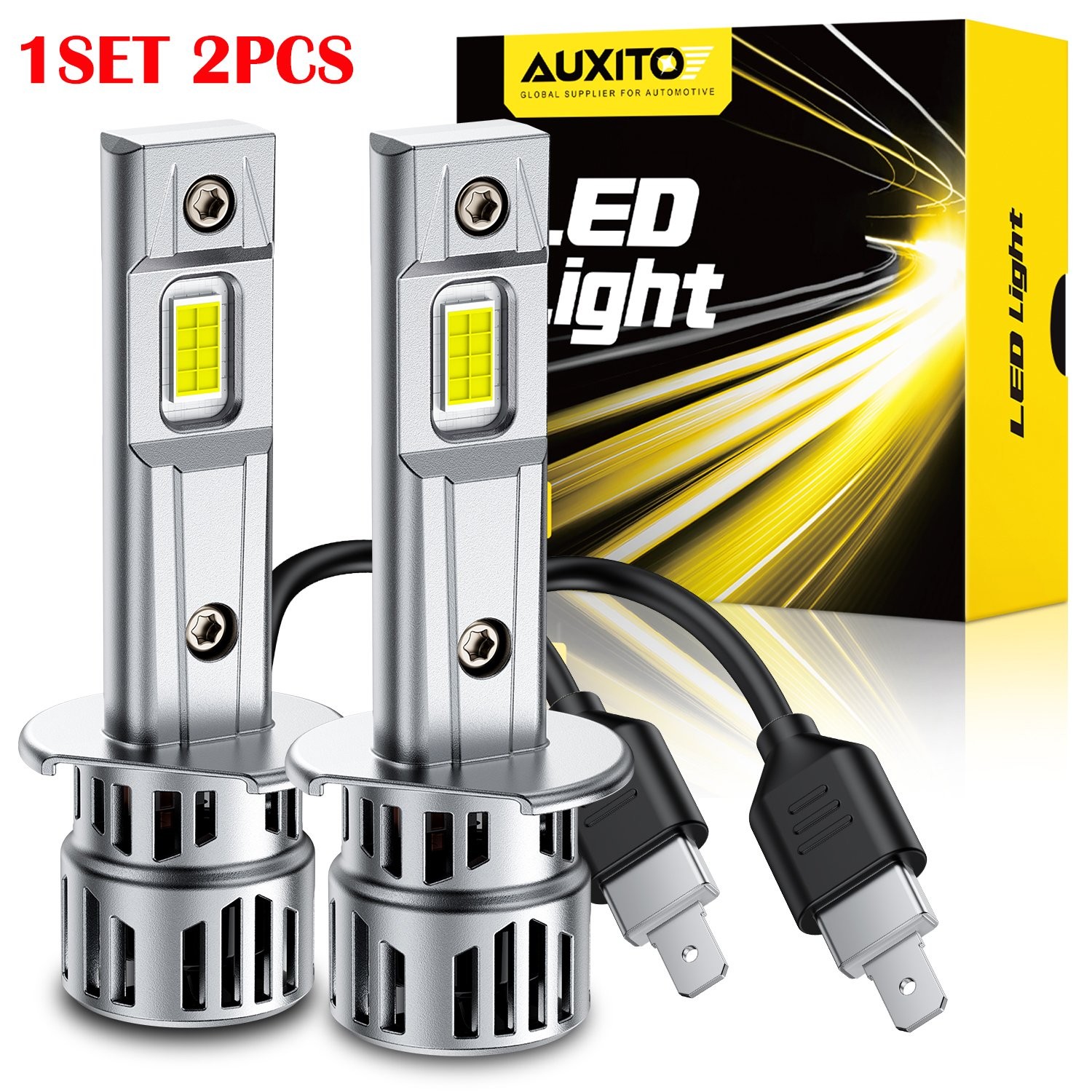 2-8X AUXITO H1 + H7 LED Headlight Bulb Kit 60000LM 6500K Bright White Hi/Lo M6SK