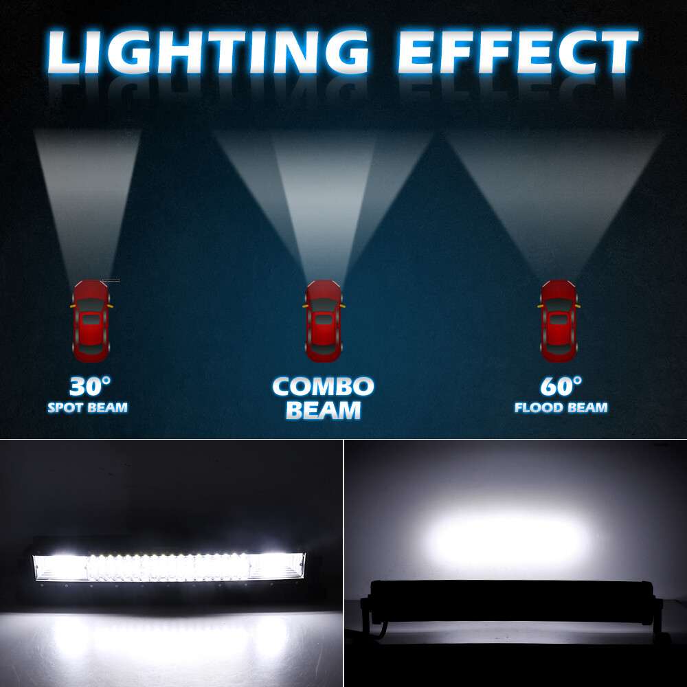 Tri Row 52 INCH +22 INCH LED Lights Bar +4x 18W Pods For Jeep Wrangler JK TJ YJ