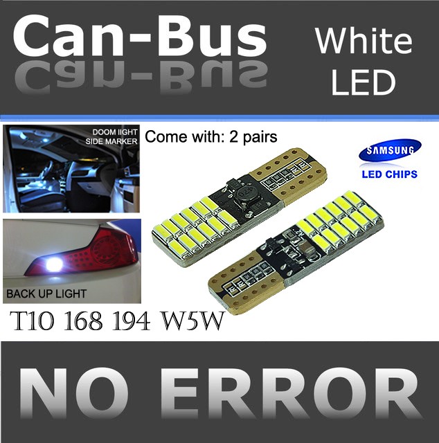 4 pc T10 Canbus Samsung 24 LED Chip Super White Fit Front Side Marker Light Y912