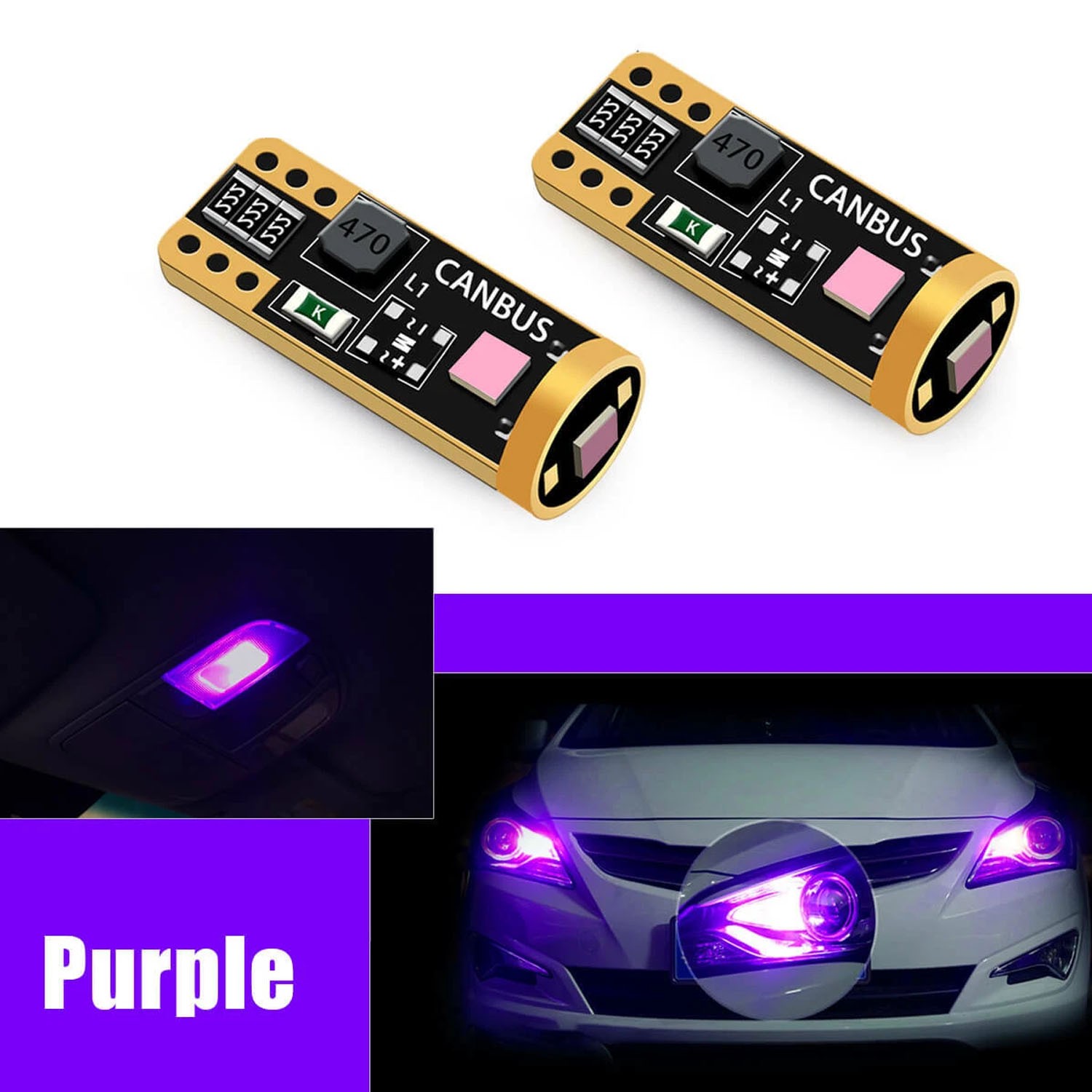 2PCS W5W T10 194 168 LED License Plate Bulbs – Color Options: White, Red, Blue