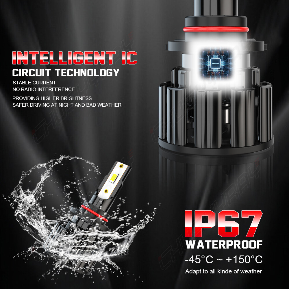 9012/HIR2 H16/5202 LED Headlight Fog Light Kit Bulbs White 6000K Plug&Play 4Pack