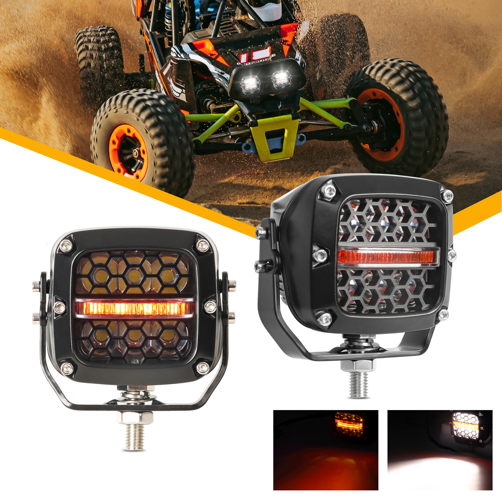 3″ White LED Cube Pod Work Light Fog Spot for UTV ATV Jeep Truck Offroad Driving