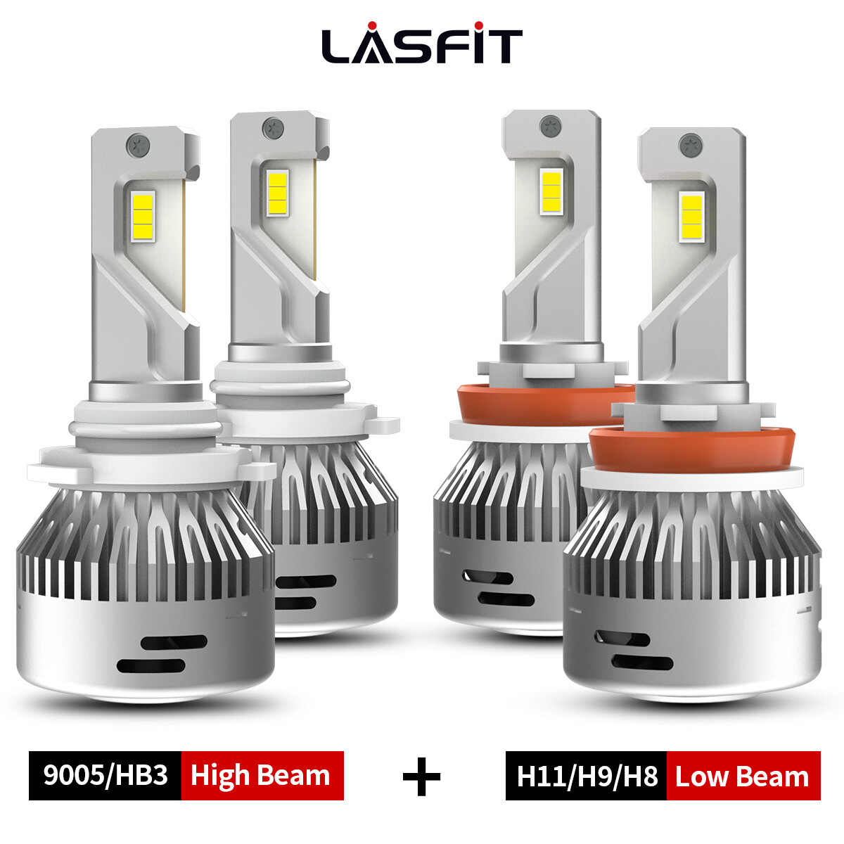 Lasfit H11 9005 LED Headlight Bulbs Kit High Beam or Low Beam 60W 6000LM White