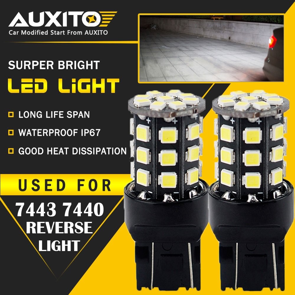7443 7440 LED Reverse Backup Brake DRL Light Canbus Error Free 7444 Bulbs White
