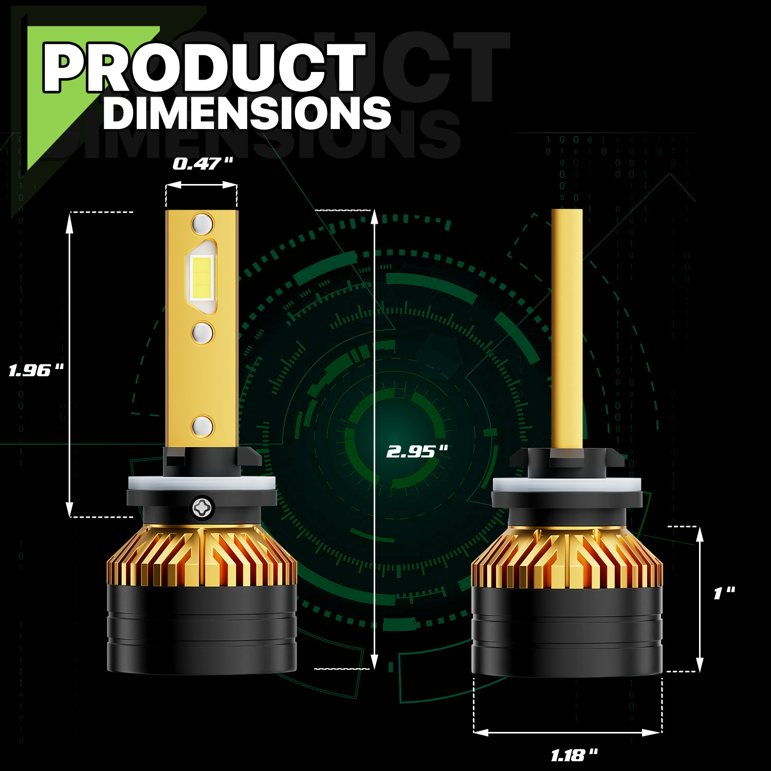 2x H27W/2 881 6500K LED Headlight Bulb High/Low Beam Fog Lighting DRL w/Cool Fan
